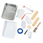 Cambridge Paint Roller Kit, 18 Pieces, Includes Metal Tray, Plastic Liner, High Density Rollers, Brush, Painters Tape, Shoe Covers, Disposable Gloves, Shop Rags, Plastic Drop Cloth