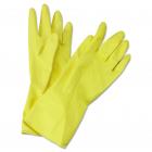 Boardwalk Flock-Lined Latex Cleaning Gloves, Medium, Yellow, 12 Pairs -BWK242M