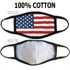 USA Flag Cotton Mask Reusable Face Covering 2-Layer Masks United States Patriotic Washable Water Resistant For Adults Mascaras Tapabocas (Made in USA)