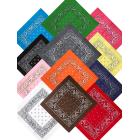 12Pcs Bandanas 100% Cotton Paisley Print Head Wrap Scarf Face Cover Unisex, Black / Charcoal / Turquoise / Light Pink / White / Green / Orange / Brown / Hot Pink / Yellow / Navy / Red