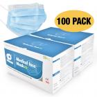 100 Pack Disposable Face Masks, 3-Ply, Single Use, with Ear loops
