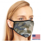 Fashion Washable Reusable Soft Double Layers Cotton Face Covering Mask Adults  Camo Green - Made In USA