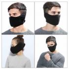 Men Women DustProof Fleece Ski Mask Washable Breathable Half Face Mask Outdoor-Black