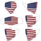 Washable & Reusable Anti-Dust Mouth Mask Protective USA Flag Design Face Cover, Plus Size, 6 Pieces