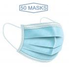Disposable 3 Ply Ear Loop Face Masks Breathable, Pack 50