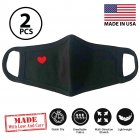 (Pack of 2) Soft Cotton Face Covering Mask Unisex Washable Reusable Fashion Heart- Made In USA