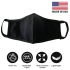 (Pack of 3) Fashion Washable Reusable Soft Double Layers Cotton Face Covering Mask Adults Black - Made In USA