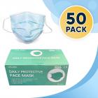 Box of 50 Disposable Face Masks, 3-ply Breathable Dust Protection Masks, Elastic Ear Loop Filter Mask