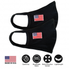 (Pack of 2) Fashion Washable Reusable Double Layers Cotton Face Covering Mask Adults American Flag - Made In USA