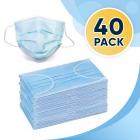 Disposable Breathable 3 Ply Ear Loop Pleated Face Masks, 40-Pack