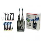 Pursonic Dual Handle Ultra High Powered Sonic Electric Toothbrush with Dock, 12 Brush Heads & More!-Black and Zebra