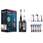 Pursonic Dual Handle Ultra High Powered Sonic Electric Toothbrush with Dock, 12 Brush Heads & More!-Black and White