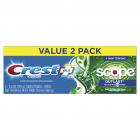Crest + Scope Outlast Complete Whitening Toothpaste, Mint, 5.4 oz, Pack of 2