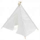 Clearance 28" Pet Teepee House Fold Away Beige Pompom Pet Tent Furniture Cat Bed with Cushion