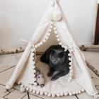 Moaere 28 Inch Pet Teepee House Fold Away Pet Tent Furniture Cat Bed with Cushion