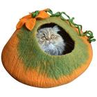 Earthtone Solutions Radiant Realm Orange and Green Large Handmade Best Cat and Kitten Cave Bed with Bonus Catnip