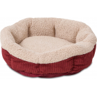 Aspen Pet Self Warming Round Cat Bed Creme/Red 19"