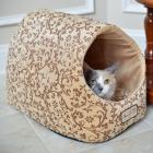 Armarkat Cat Bed with Flower Pattern, Beige, C11HYH/MH