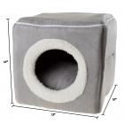 Cat Pet Bed, Cave- Soft Indoor Enclosed Covered Cavern/House for Cats, Kittens, and Small Pets with Removable Cushion Pad by PETMAKER (Grey)