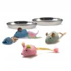 Pet Zone Kitty Kit Cat Toys and Bowls, Multicolor