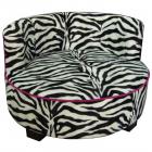 15.5"H Round Pet Zebra Upholstered Print Furniture