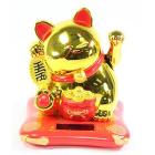 Large Gold Happy Beckoning Fortune Happy Cat Maneki Neko Solar Toy Home Decor Business Part Gift New