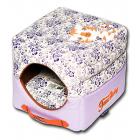 Touchdog Floral-Galore Convertible and Reversible Squared 2-in-1 Collapsible Dog House Bed