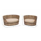 Decmode 2-Set Farmhouse 23" & 29" Oval Wooden Pet Beds With Cushion, Small, Brown