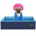 KOPEKS Outdoor Rectangular Swimming Pool Bathing Tub - Portable Foldable - Small - 32" x 24" - Blue