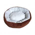ALEKO Extra Plush Round Dog Bed with Removable Pillow - 22 x 17.5 Inches - Brown and Gray