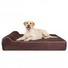 Kopeks 7-inch Thick Memory Foam Pet Dog Bed Large With Pillow and Waterproof Liner - 50"x34"x10" – Brown