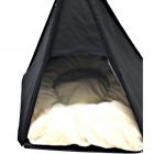 Pet TeePee Tent for Dog & Cat Canvas Foldable House with Beige Cushion Bed Portable House Tent Black