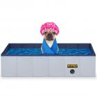 KOPEKS Outdoor Rectangular Swimming Pool Bathing Tub - Portable Foldable - Small 32" x 24" - Grey