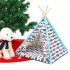Meigar Portable Pet Teepee Dog Cat Puppy Folding Linen Washable Tent House Mat 18''x18''x24''