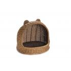 Rattan Wicker Style Indoor Outdoor Closed Pet Bed House with Metal Frame for Small Dogs or Cats