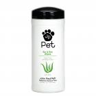 John Paul Pet Ear and Eye Pet Wipes for Dogs and Cats, Infused with Aloe, 7" x 7" Sheets in 45-Count Dispenser, Unscented