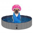 Outdoor Swimming Pool Bathing Tub - Portable Foldable - Ideal for Pets - Small 32" x 8" - Blue