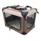 Iconic Pet - Multipurpose Pet Soft Crate with Fleece Mat - Coffee/Khaki - Small