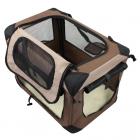 Iconic Pet - Multipurpose Pet Soft Crate with Fleece Mat - Coffee/Khaki - Small