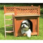 Zoovilla Room with a View Wooden Dog House, Small, 10"x11", Cedar Stain