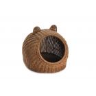 Rattan Wicker Style Indoor Outdoor Closed Pet Cave Bed with Metal Frame for Small Dogs or Cats