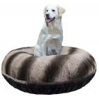 Bessie and Barnie Signature Black Puma / Frosted Glacier Luxury Extra Plush Faux Fur Bagel Pet/ Dog Bed