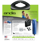 Andis Professional Animal Detachable Blade Pet Clipper Kit, Blue, 7 Pieces