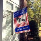 Wetterhoun Frisian Water Dog American Flag Canvas House Size