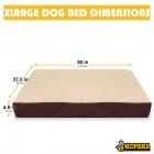 KOPEKS Jumbo XL Rectangular Orthopedic Memory Foam Dog Bed - Includes Waterproof Inner Protector & Removable Cover - Brown