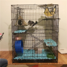4-Tier Rolling Cat Pet Cage Durable Metal Wire Large Cage 2 Doors Playpen Free Hammock