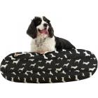 WufFuf Round Pet Bed with Liner, 50" Diameter, Oxygen Candy Pink with White Dots
