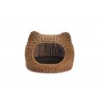 Rattan Wicker Style Indoor Outdoor Pet Bed Cave with Metal Frame for Small Dogs or Cats