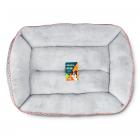 Vibrant Life Lounge Style Pet Bed, Large, Gray Basket Weave with Pink Piping