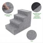 Best Pet Supplies Foam Pet Stairs 4-Step - Gray Linen, Medium (24 x 15 x 18 inches)